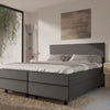 Boxspring Potenza - Stof - Luxe 7 zone matrassen - Complete set met gratis topmatras - Zwart (100)