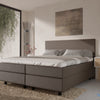 Boxspring Potenza  - kunstleer - Luxe 7 zone matrassen - complete set met gratis topmatras - Bruin (924)
