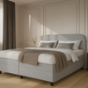 Boxspring Burgos - Stof - Luxe 7 zone matrassen - Complete set met gratis topmatras - Grijs (91)