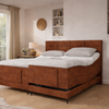 Elektrische boxspring Milaan - Luxe 7 zone matrassen MattVelvet - Complete set met bediening en gratis topmatras - Whisky 126