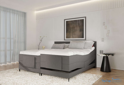 Elektrische boxspring Sergio - Stof - Luxe 7 zone matrassen - Complete set met bediening en gratis topmatras
