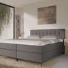 Boxspring Valencia - Luxe 7 zone matrassen in kunstleer - Complete set met gratis topmatras - Antraciet (995)