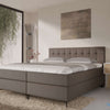 Boxspring Valencia - Luxe 7 zone matrassen in kunstleer - Complete set met gratis topmatras - Bruin (924)