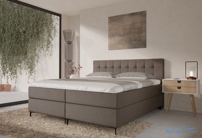 Boxspring Valencia - Luxe 7 zone matrassen in kunstleer - Complete set met gratis topmatras