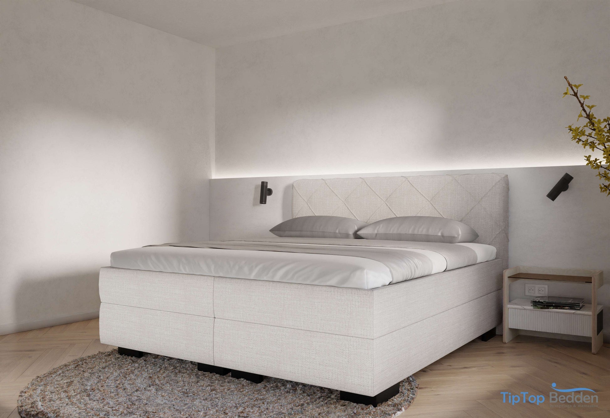 Boxspring Barcelona - stof - Complete set met gratis topmatras