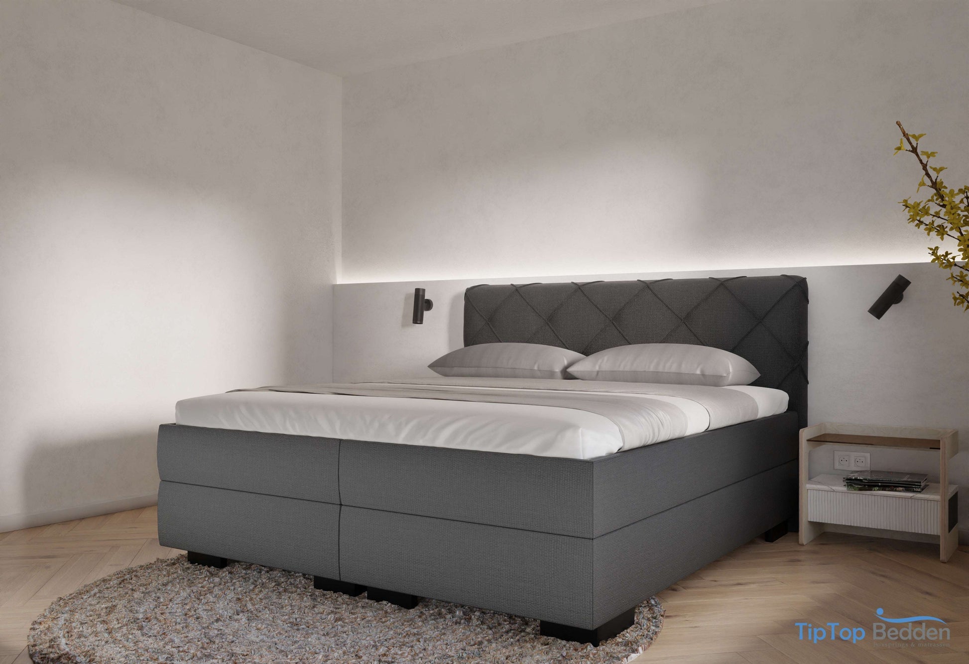 Boxspring Barcelona - stof - Complete set met gratis topmatras
