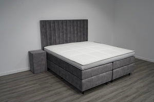 Boxspring Retro XL grijs - Speciale editie - Luxe 7 zone matrassen - complete set met gratis topmatras