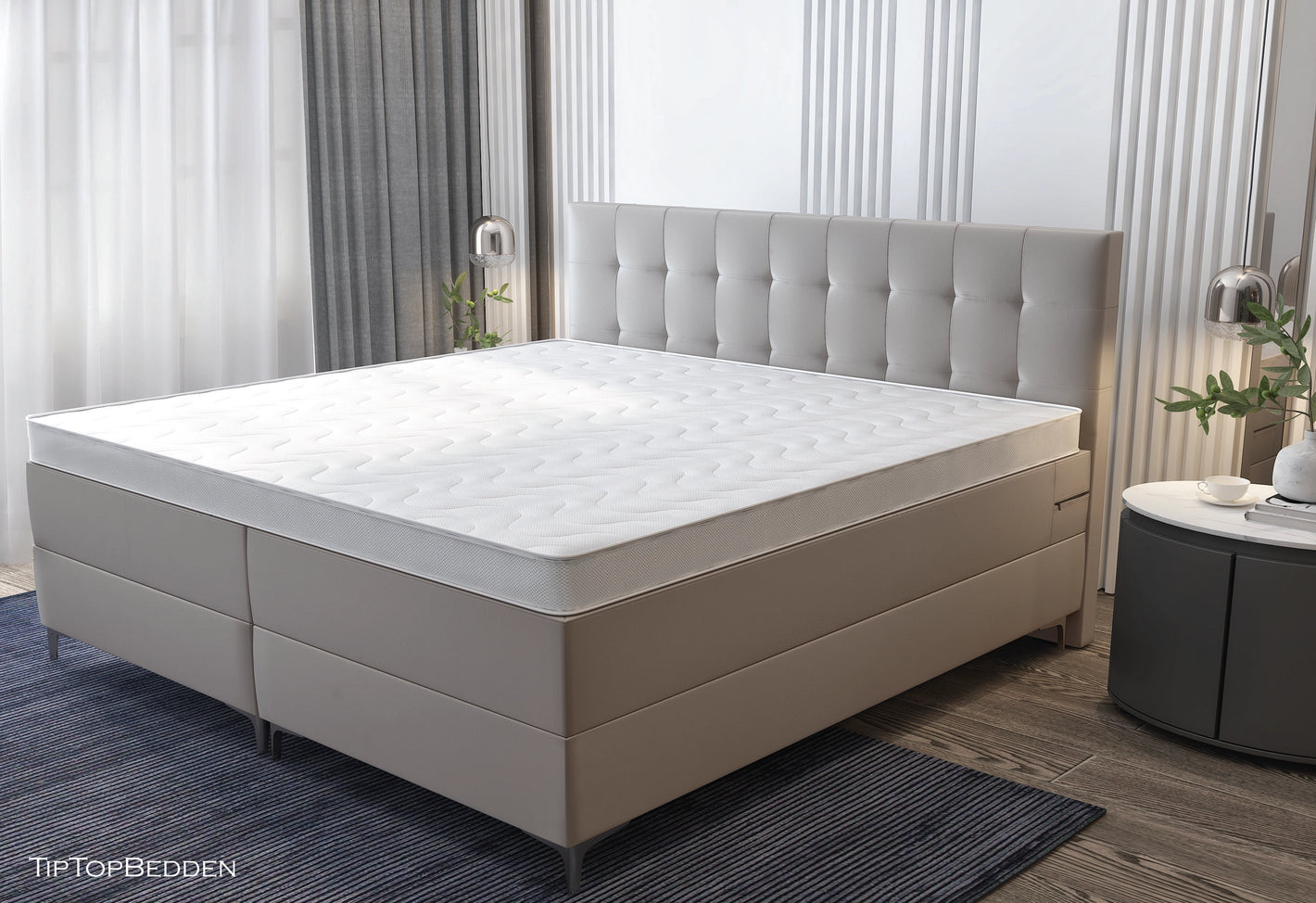 Boxspring Valencia - Luxe 7 zone matrassen in kunstleer - Complete set met gratis topmatras