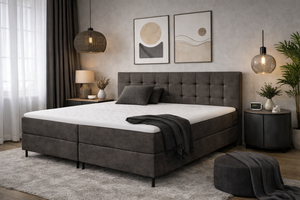 Boxspring Valencia - Luxe 7 zone matrassen in kunstleer - Complete set met gratis topmatras