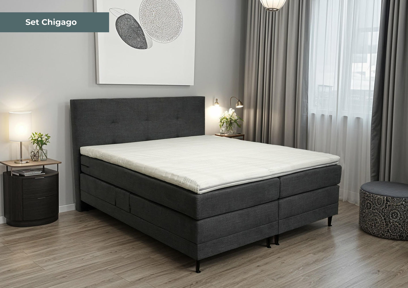 Boxspring Chigago - Speciale editie - Luxe 7 zone matrassen - complete set met gratis topmatras