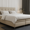 Boxspring Valencia - Luxe 7 zone matrassen in kunstleer - Complete set met gratis topmatras - Beige (982)