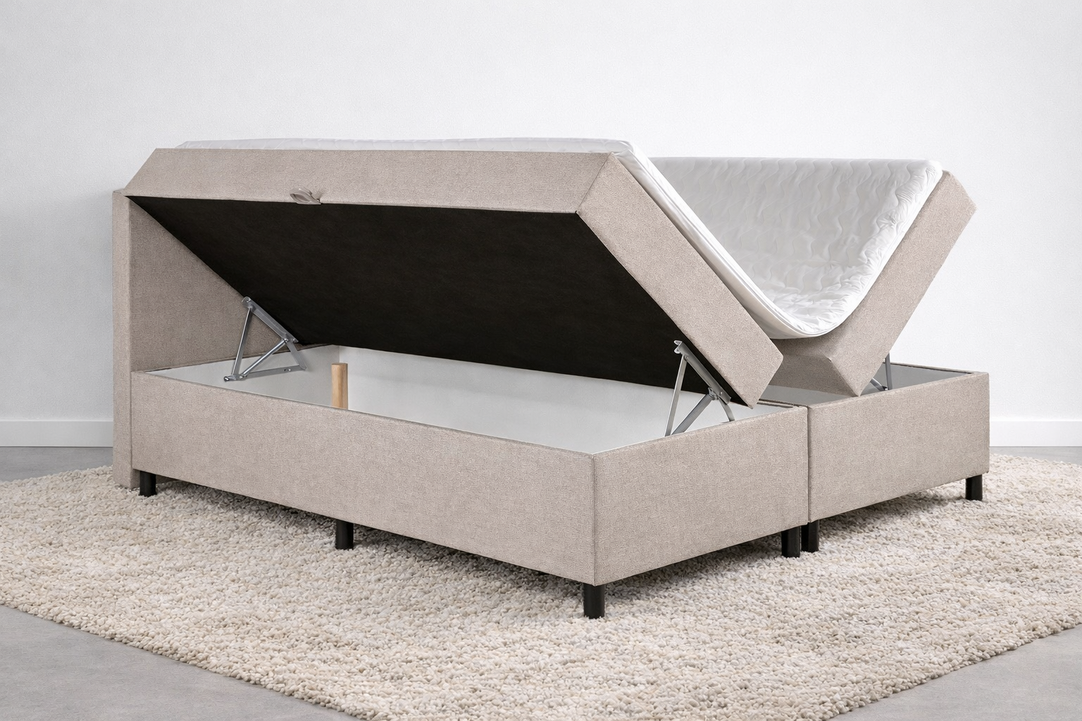 beige opbergboxspring zijkanten omhoog