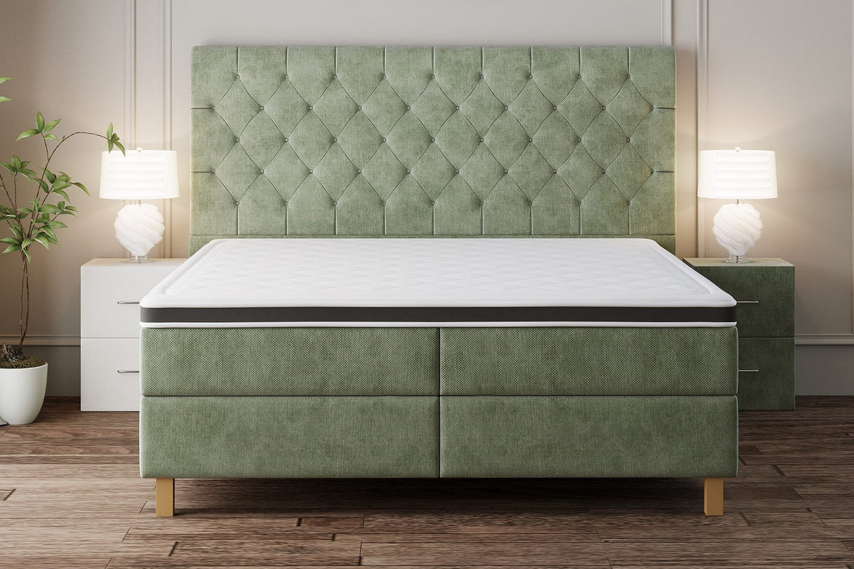 boxspring-captione-mintgroen-vooraanzicht