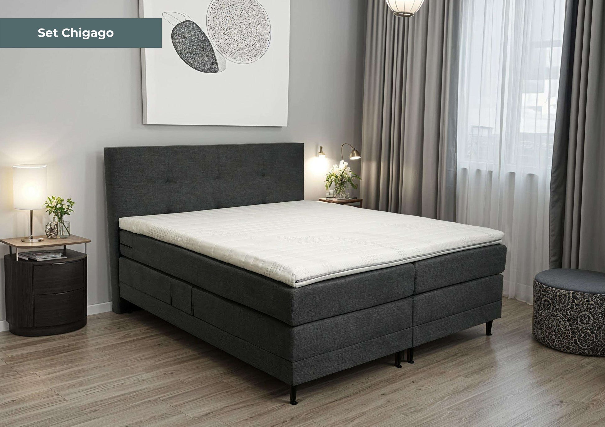 Boxspring Chigago - Speciale editie - Luxe 7 zone matrassen - complete set met gratis topmatras