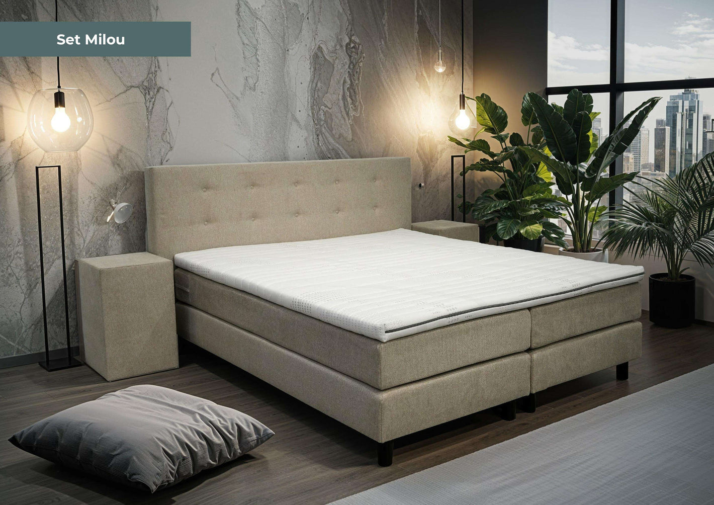 Boxspring Milou - Speciale editie - Luxe 7 zone matrassen - complete set met gratis topmatras
