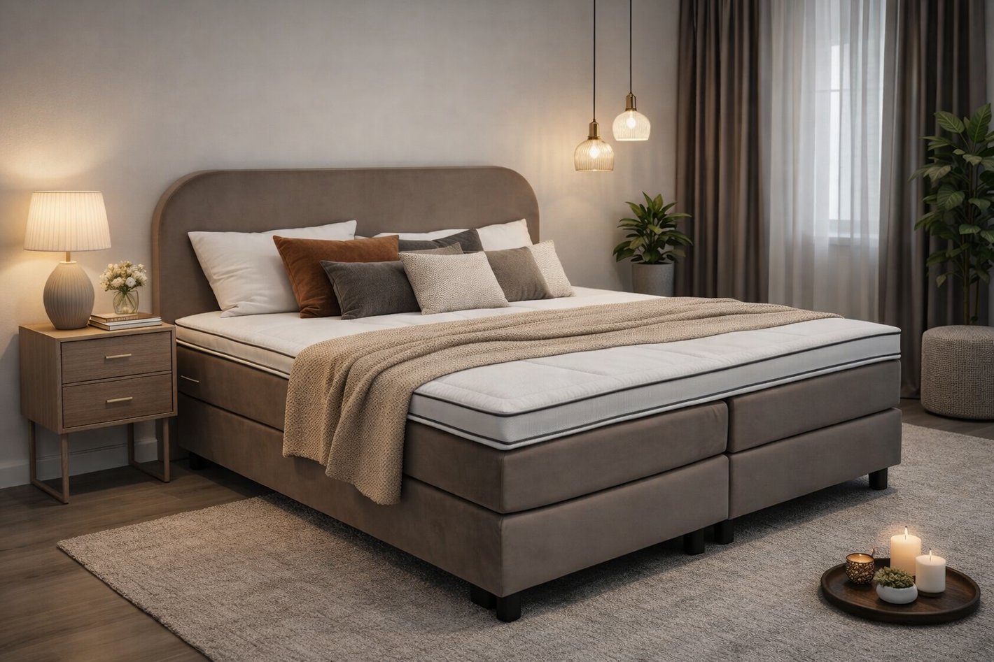 boxspring rond taupe