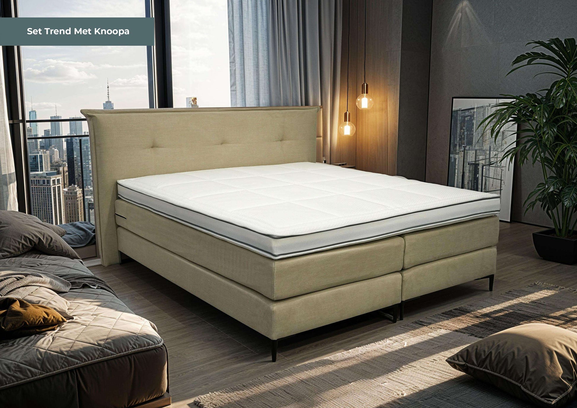 Boxspring Trend met Knoopa - Speciale editie - Luxe 7 zone matrassen - complete set met gratis topmatras