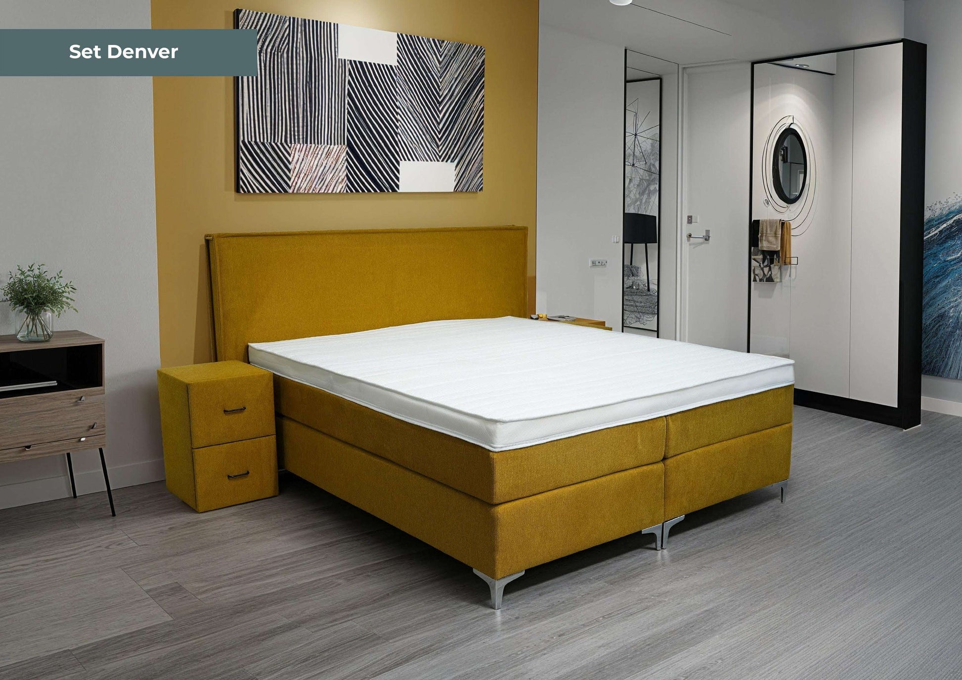 Boxspring Denver Special Edition - Geel - Luxe 7 zone matrassen- Complete set met gratis topmatras
