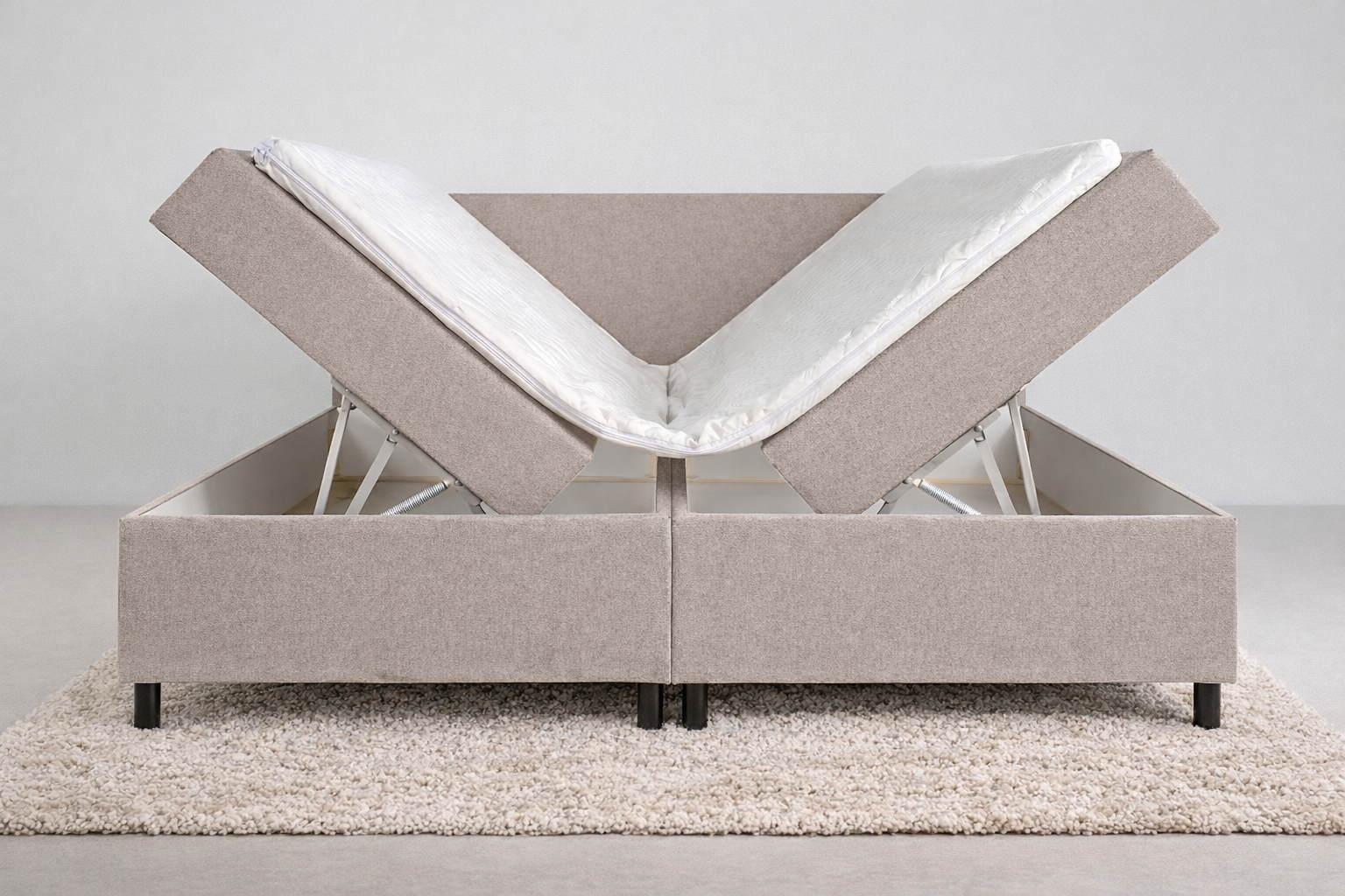 vooraanzicht beige opbergboxspring
