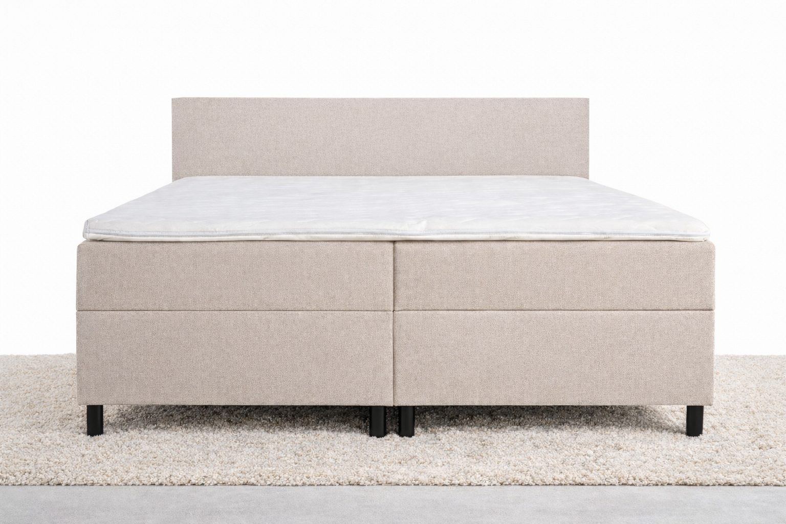 vooraanzicht opbergboxspring beige