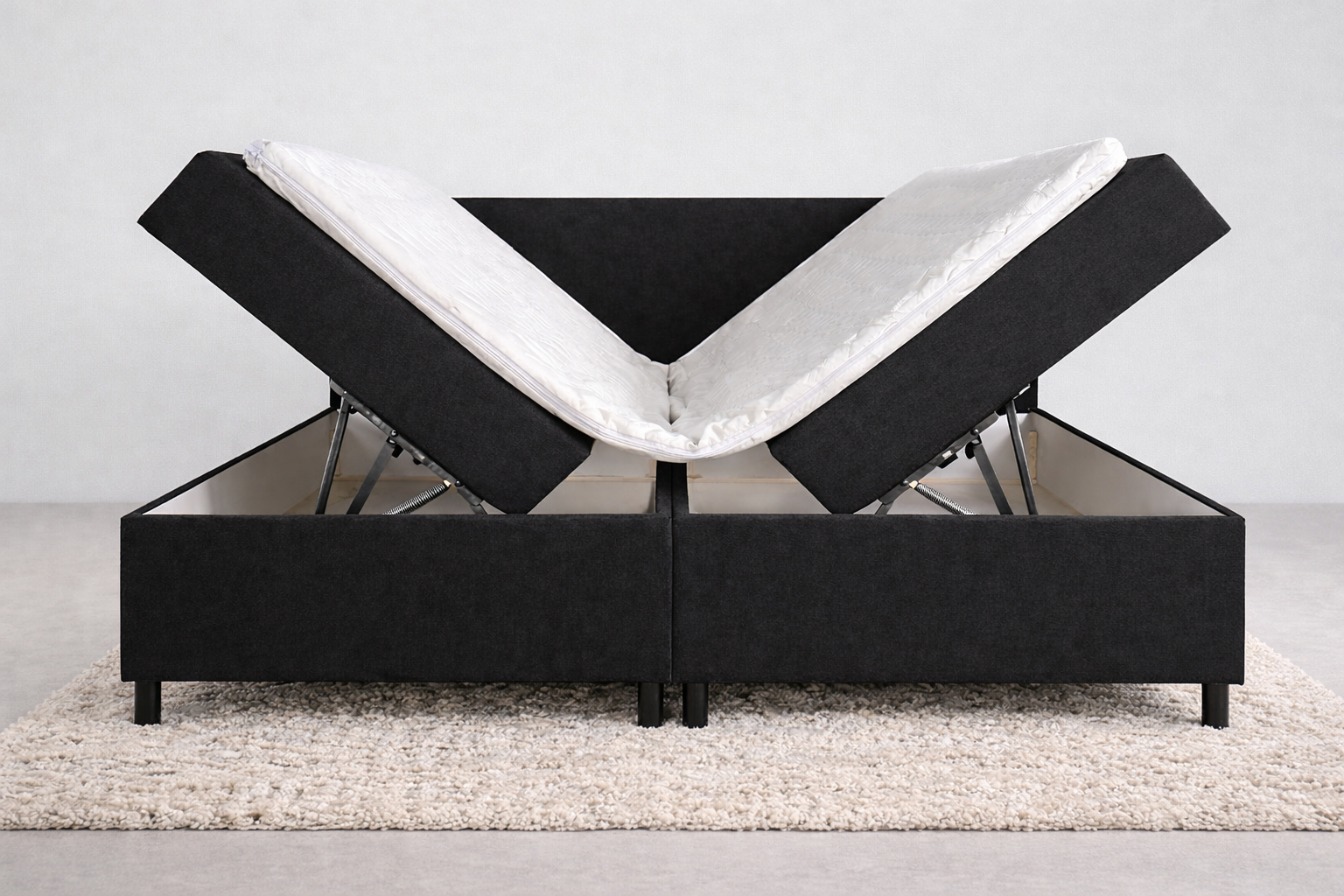 vooraanzicht zijkanten opbergboxspring omhoog