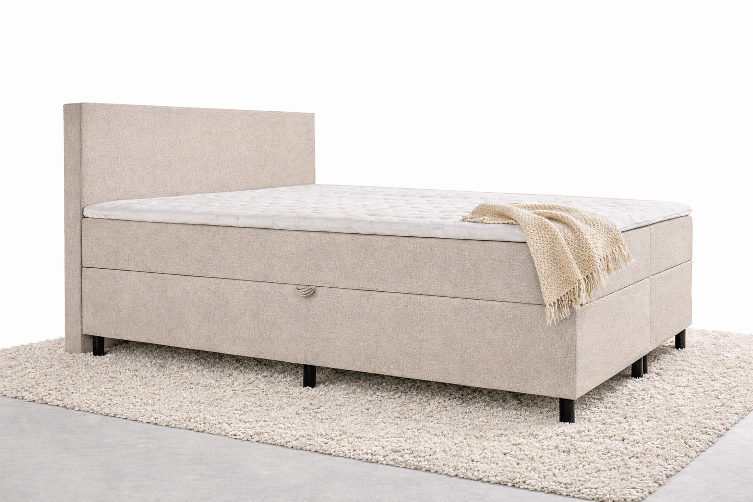 zijaanzicht beige opbergboxspring