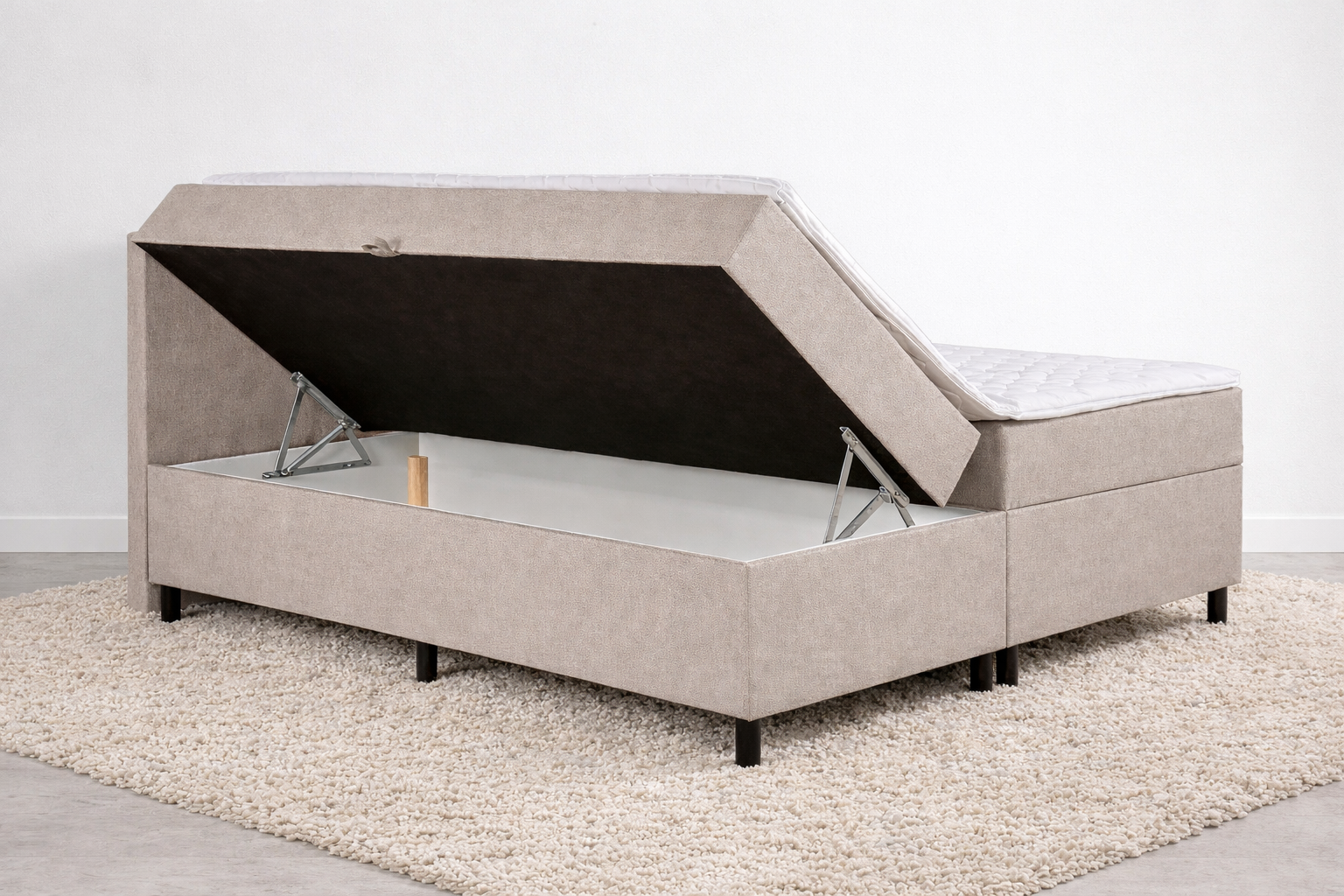 zijkant omhoog beige opbergboxspring